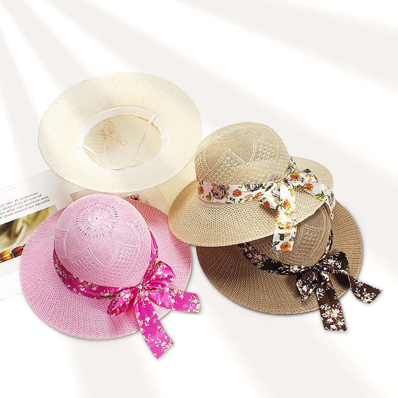 2022 New Imitation Raffia Hat Summer Lady Mom Sun Hat Sun Sun Shade Big Brim Bucket Hat