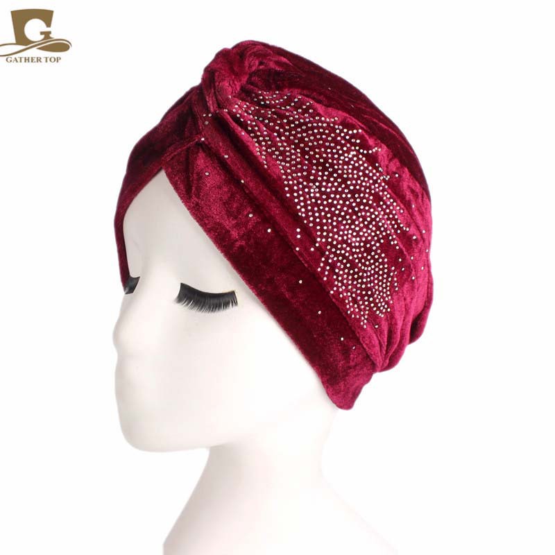 Foreign Trade New Feather Rhinestone Indian Hat Lady Noble Retro Gold Velvet Tam-O&#039;-Shanter TJM-21C