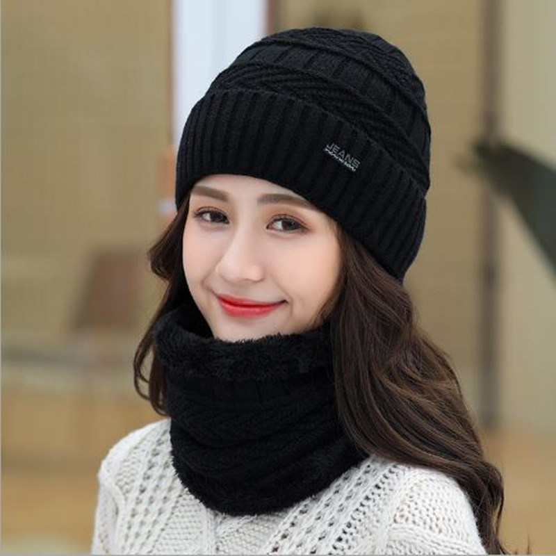 Knitted hat Hat Women&#039;s Fleece-Lined Warm Wool Hat Korean Cycling All-Matching Thickened Knitted Hat Lady Hat