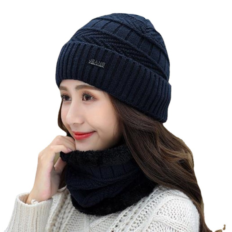 Knitted hat Hat Women&#039;s Fleece-Lined Warm Wool Hat Korean Cycling All-Matching Thickened Knitted Hat Lady Hat