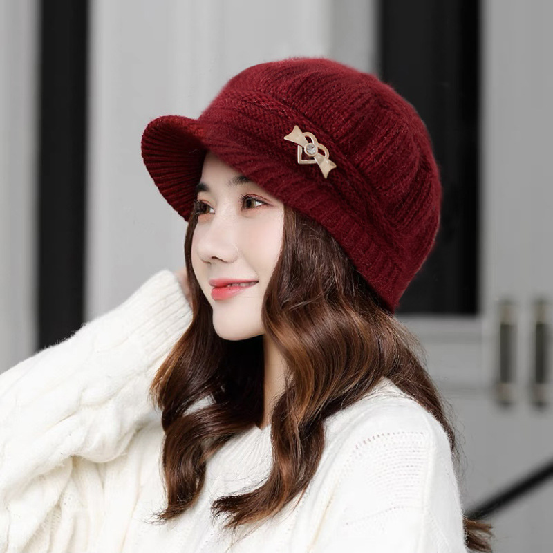 Lady Hat New Fashion Girl&#039;s Cap Rabbit Woolen Middle-Aged Mom Thick Warm Windproof Cycling Ear Protection Winter Hat
