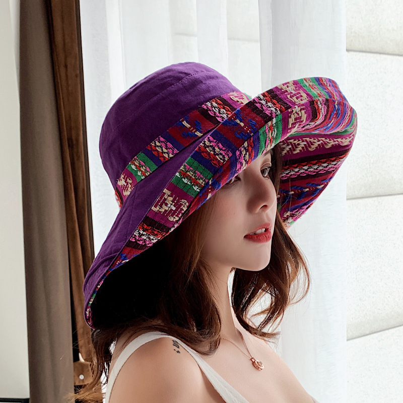Hat Female Korean National Style Flanging Bucket Hat Face-Looking Small Fashion Cap Mom Style Hat Sun Hat Bucket Hat Cloth