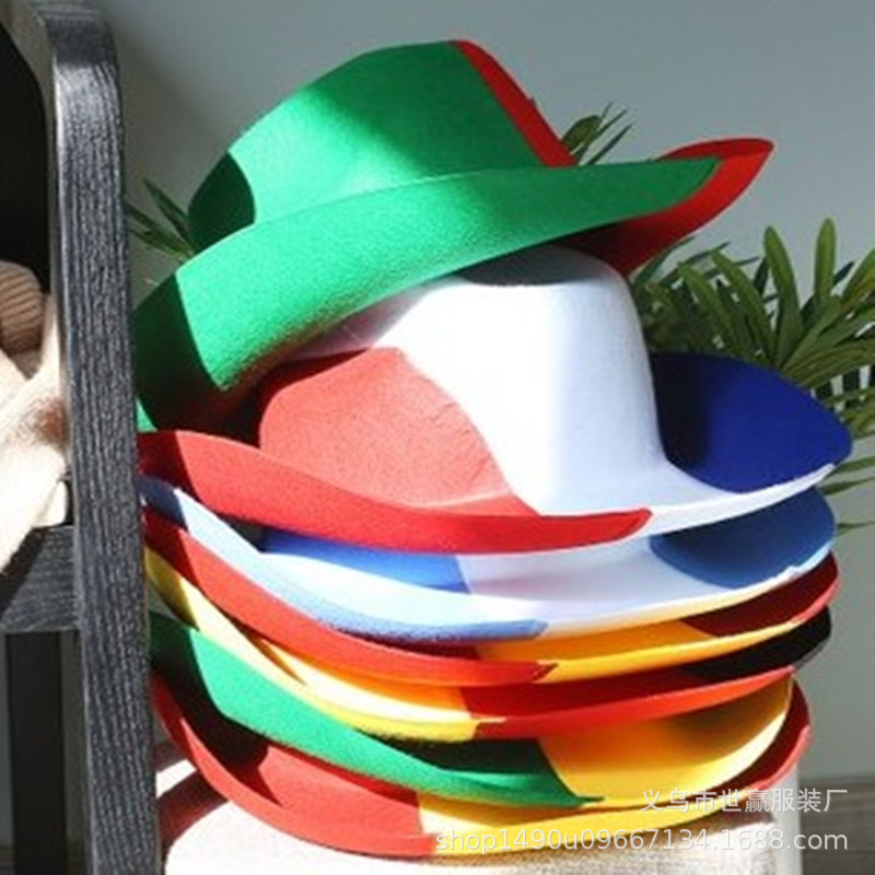 Factory direct selling non-woven national flag hat cowboy style World Cup hat jazz hat can be woven