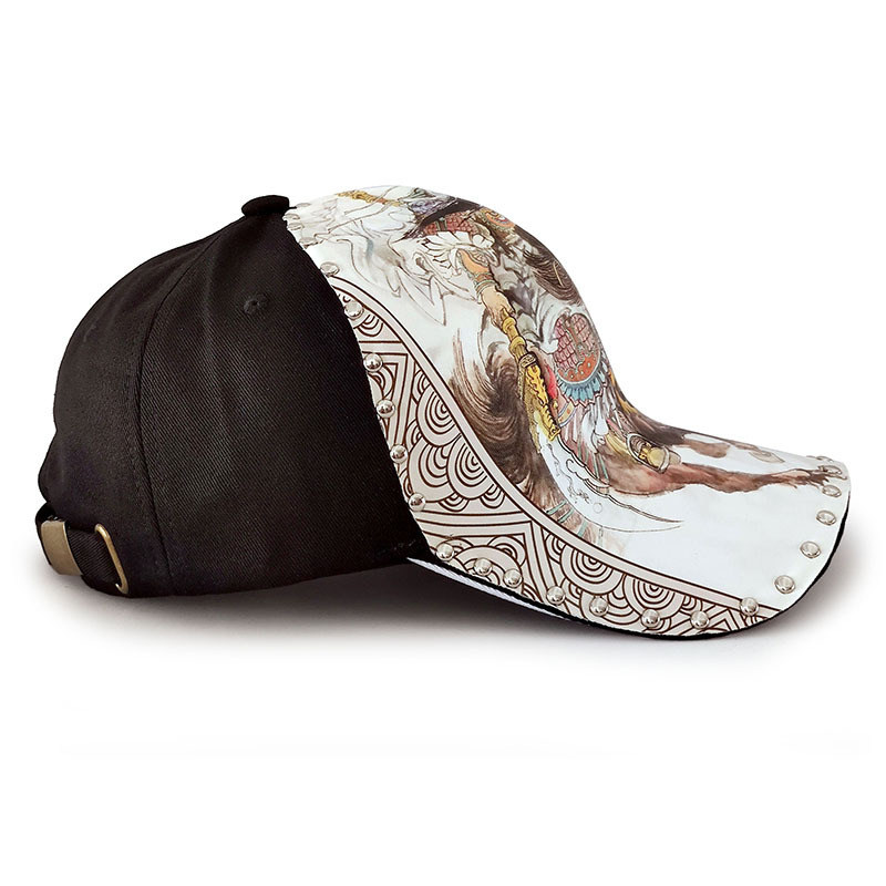 National hat  Cap Guan Yu Red Hare Hat Fashion New Domineering Original Illustration Pattern Rivet Hat Chinese Style