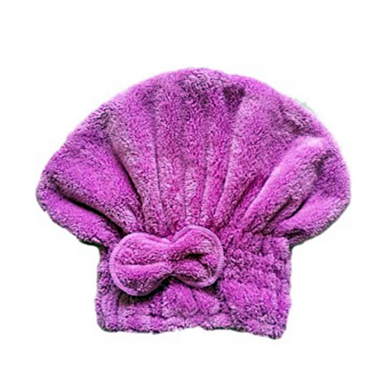 Coral Velvet Bath cap microfiber Absorbent dry hair Cap Adult lovely bow dry hair Cap wholesale