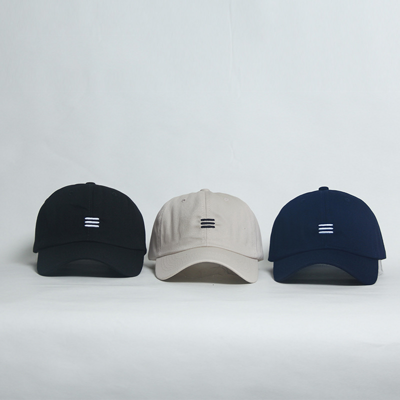 Peaked Cap Three Bars Street Curved Brim Hiphop Soft Top Casual Baseball Hat