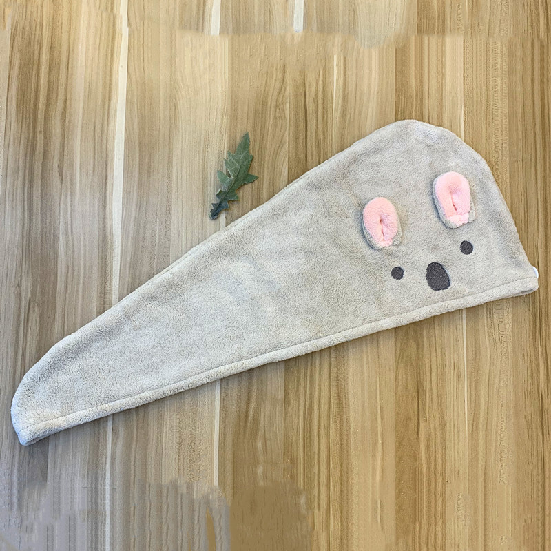 Tiktok WeChat Same Quick-Drying Coral Fleece Cute Cartoon Hair Dryer Cap Gift Adult Absorbent Triangle Hair Drying Towel
