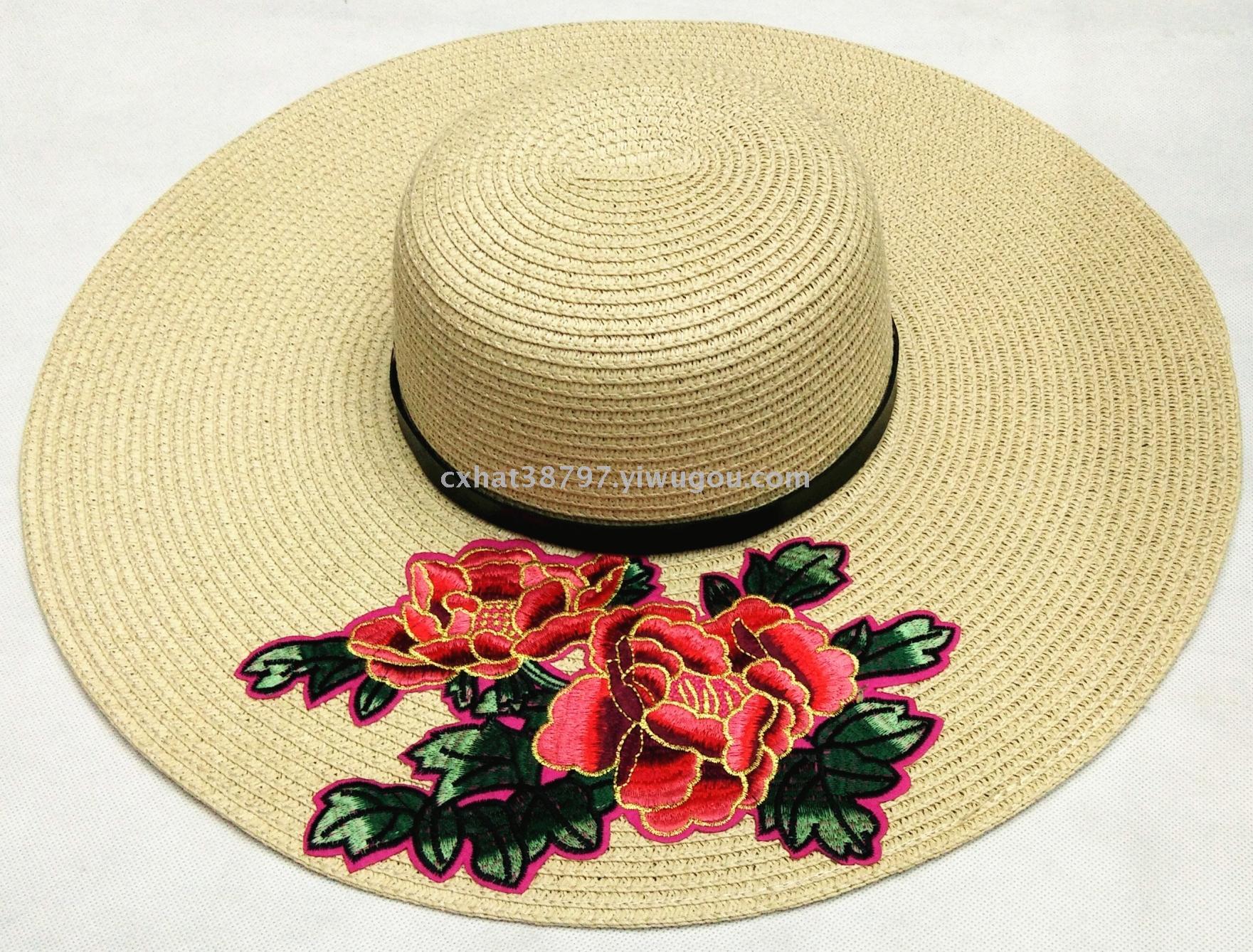 Fashionable leather striped hat with beach hat and hat.