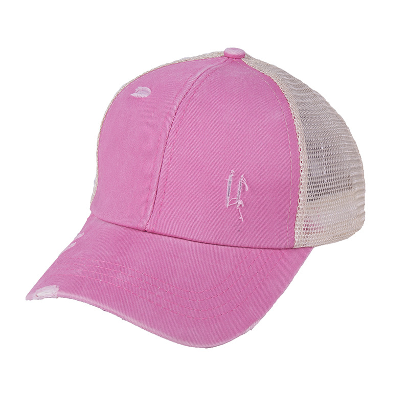 Washed horsetail baseball cap female summer spring autumn custom made old outdoor sun block cap pure color cap