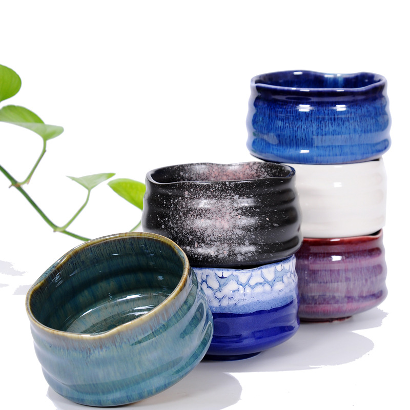 Hat Teacup Matcha Bowl JapaneseStyle Coarse Pottery Tea Cup Handmade Tea Cup Flow Glaze Tea Set Kiln Baked Pottery Cup