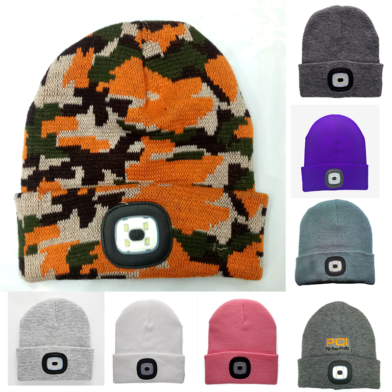USB Rechargeable Light Cap Led Knitted Hat Cap Rechargeable LED Light-Emitting Hat Led Woolen Cap