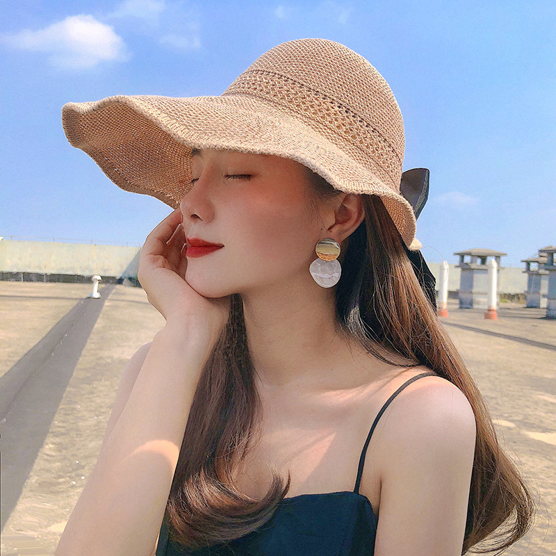 Women&#039;s Open-Top Sun Hat Fashionable Big Brim Foldable Wide Brim Hat Summer Hat Sun Protection Hat Customized