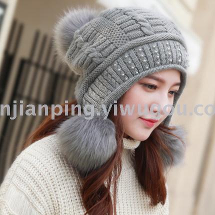 New wool hat hat female winter tide rabbit wool cap fur ball cap winter South Korea hat hat