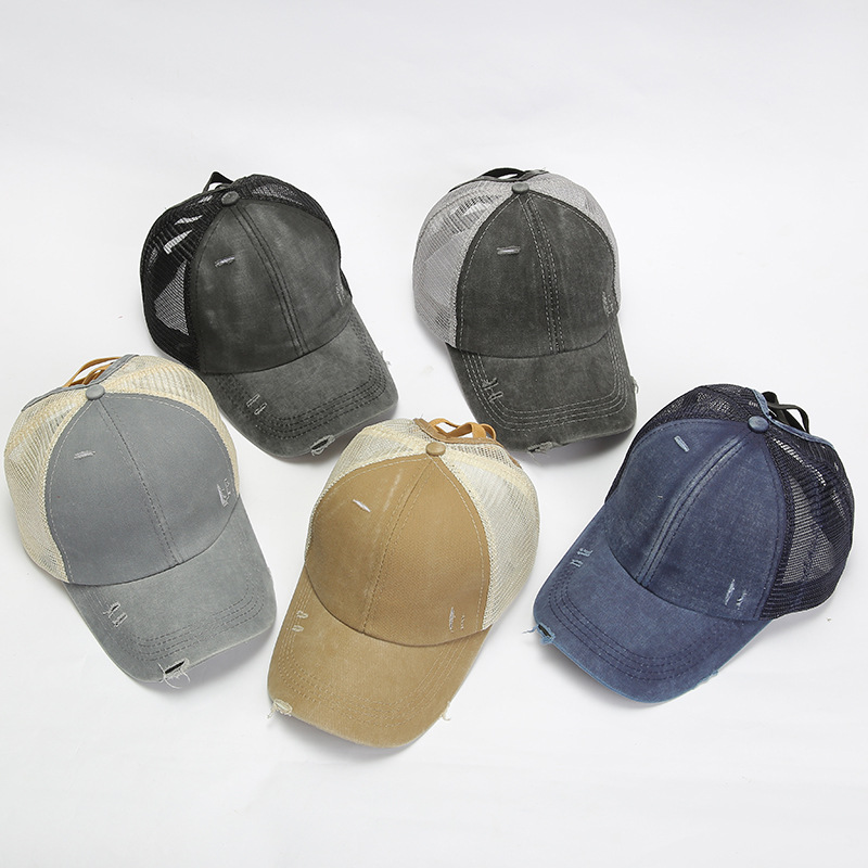 Cross-Border Foreign Trade New Leopard Cross Ponytail Baseball Cap European and American Fashion Sun-Proof Net Hat Outdoor Sports Baseball Cap
