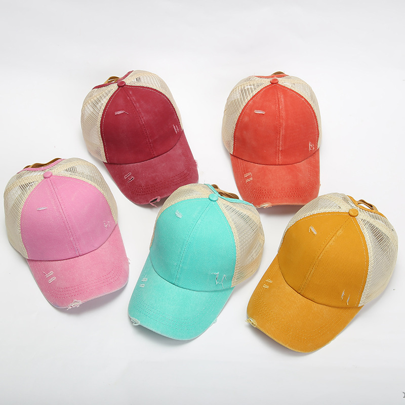 Cross-Border Foreign Trade New Leopard Cross Ponytail Baseball Cap European and American Fashion Sun-Proof Net Hat Outdoor Sports Baseball Cap