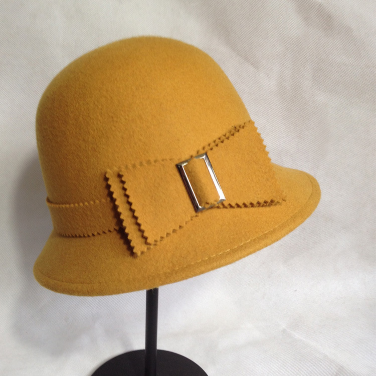 Korean version of pure wool bow on buckle lady Fisherman Hat Wool Hat