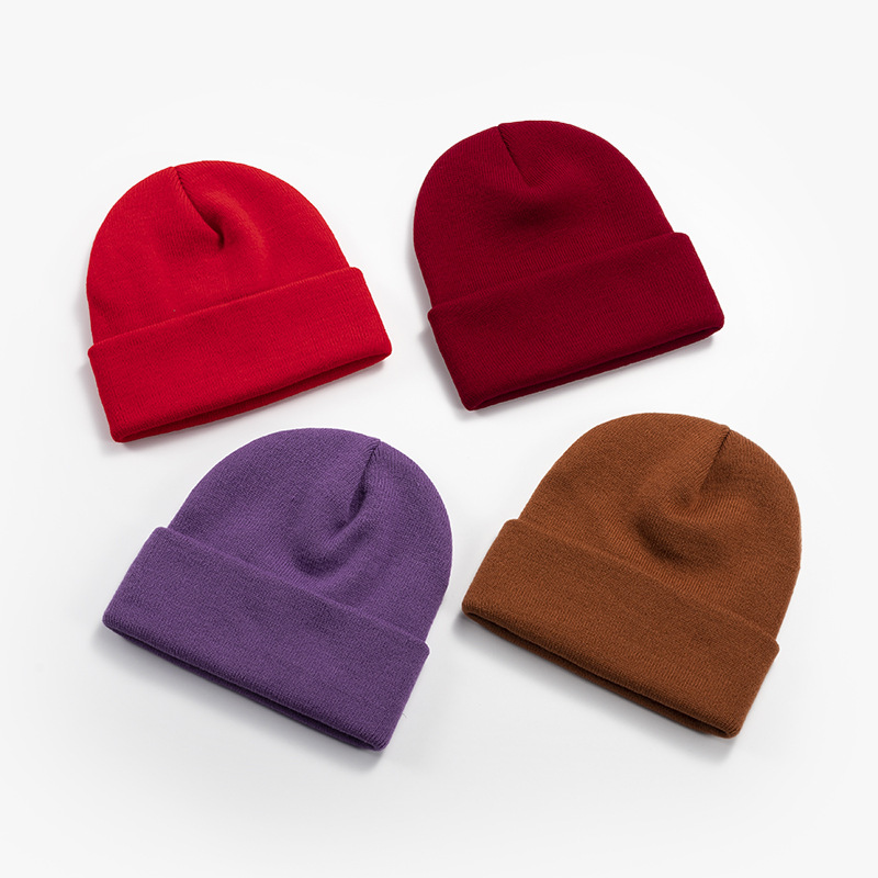 Winter Hat Female Autumn and Winter Couple Skullcap Male Korean Style Solid Color Woolen Hat Student Knitted Chinese Landlord Hat All-Matching