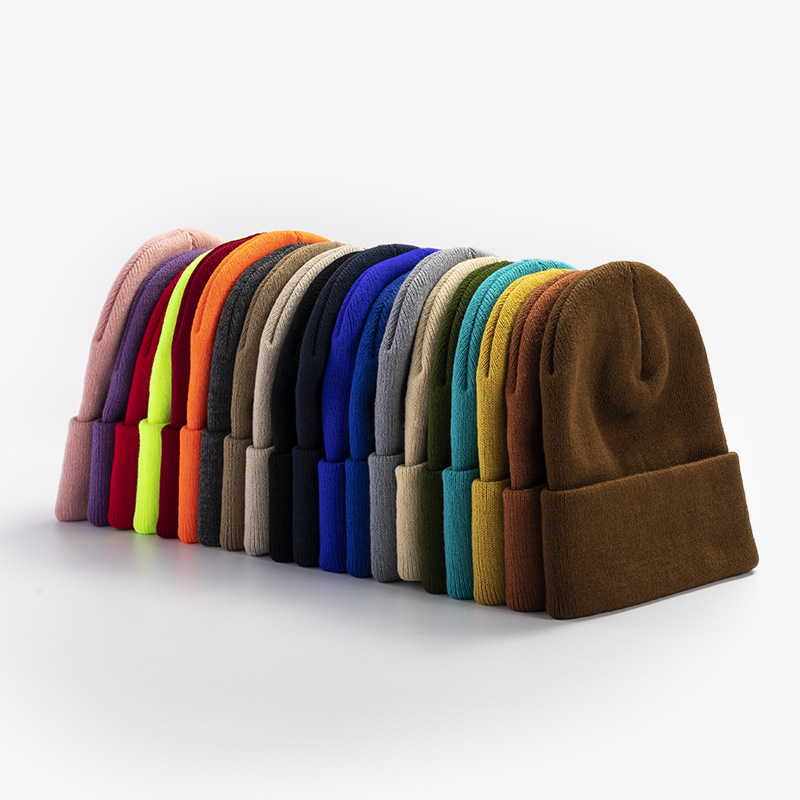 Winter Hat Female Autumn and Winter Couple Skullcap Male Korean Style Solid Color Woolen Hat Student Knitted Chinese Landlord Hat All-Matching
