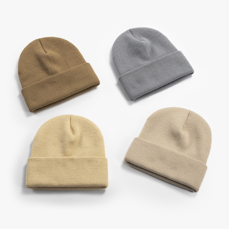 Winter Hat Female Autumn and Winter Couple Skullcap Male Korean Style Solid Color Woolen Hat Student Knitted Chinese Landlord Hat All-Matching