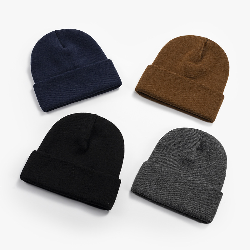 Winter Hat Female Autumn and Winter Couple Skullcap Male Korean Style Solid Color Woolen Hat Student Knitted Chinese Landlord Hat All-Matching