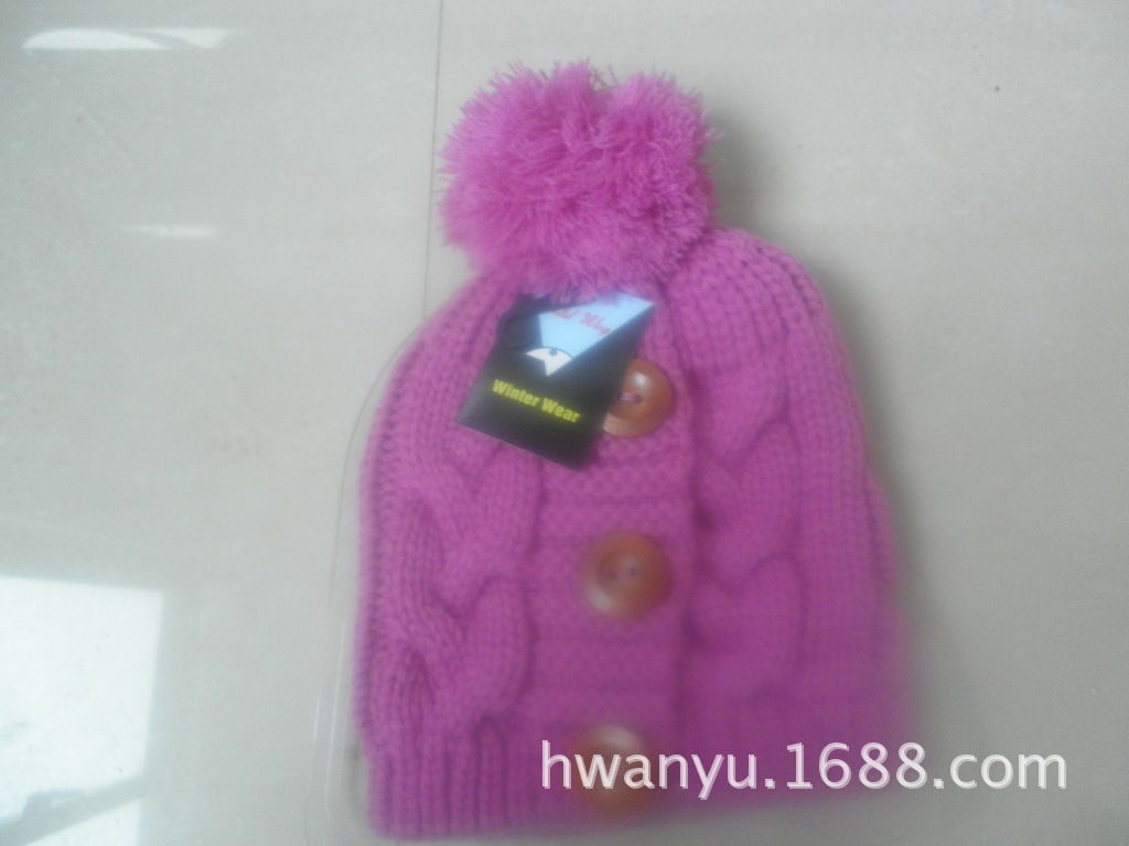 Gf2018 Factory Direct Sales Korean Style Knitted Hat Fashion Knitted Hat Hat with Buttons Winter Korean Style Fashion Woolen Hat