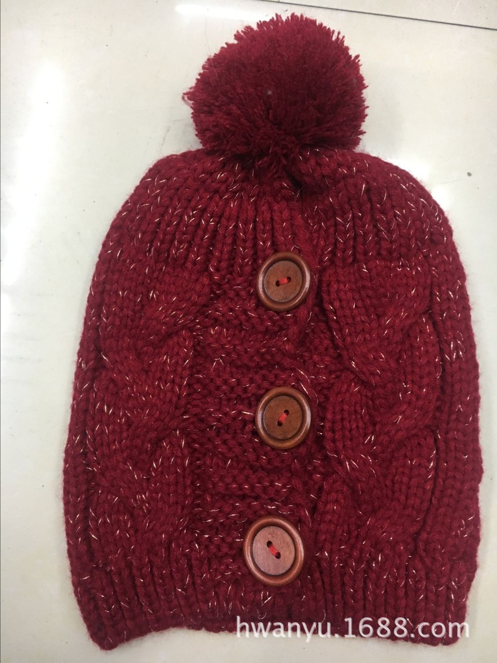 Gf2018 Factory Direct Sales Korean Style Knitted Hat Fashion Knitted Hat Hat with Buttons Winter Korean Style Fashion Woolen Hat
