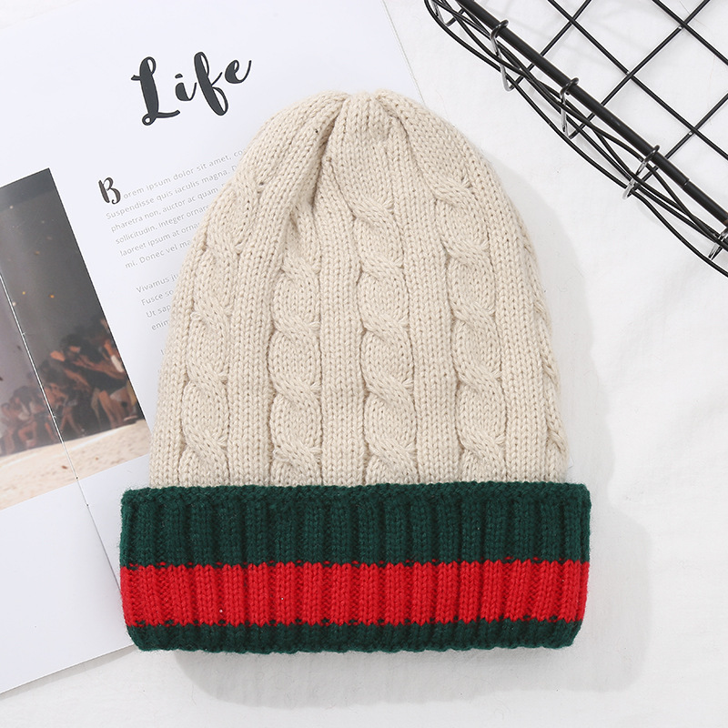 Factory Direct Sales Winter Warm Hat Twist Fleece-Lined Woolen Hat Best Seller In Europe And America Fashion All-Match Flanging Knitted Hat