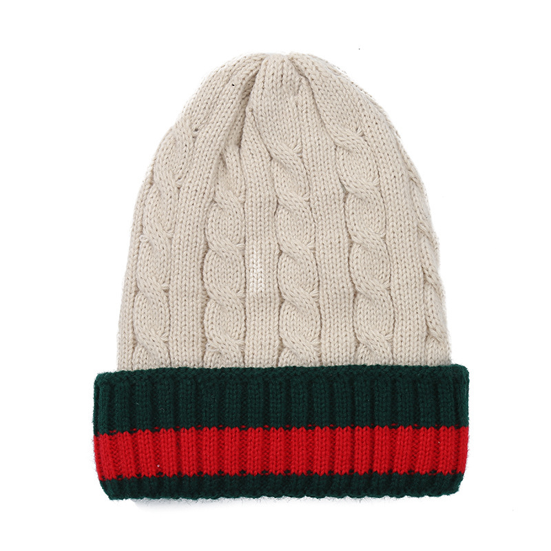 Factory Direct Sales Winter Warm Hat Twist Fleece-Lined Woolen Hat Best Seller In Europe And America Fashion All-Match Flanging Knitted Hat
