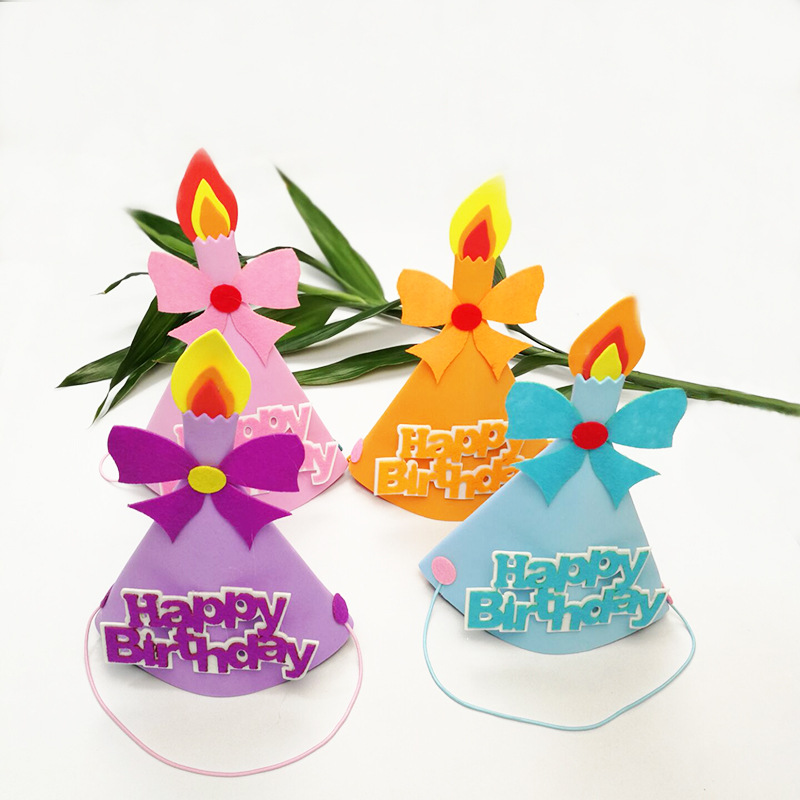 Fur Ball Birthday Hat Laser Paper Birthday Pom Hat Children Adult Birthday Peaked cap