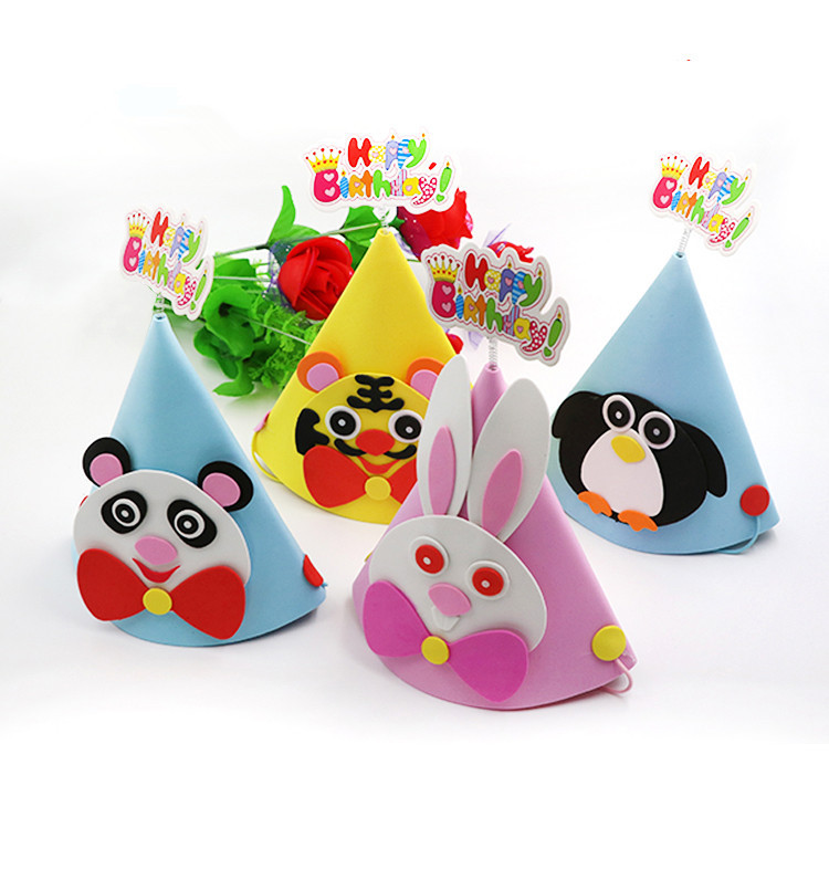 Fur Ball Birthday Hat Laser Paper Birthday Pom Hat Children Adult Birthday Peaked cap