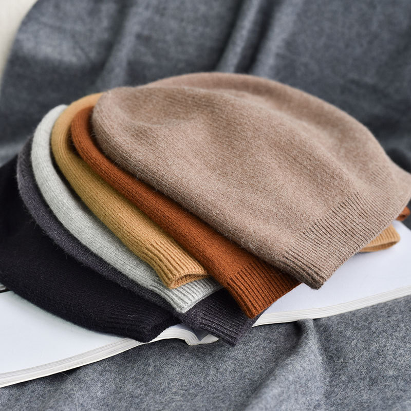 Wool Plush Knitted Hat Solid Color Thin and All-Matching Wool Hat Men and Women Casual Fur cap