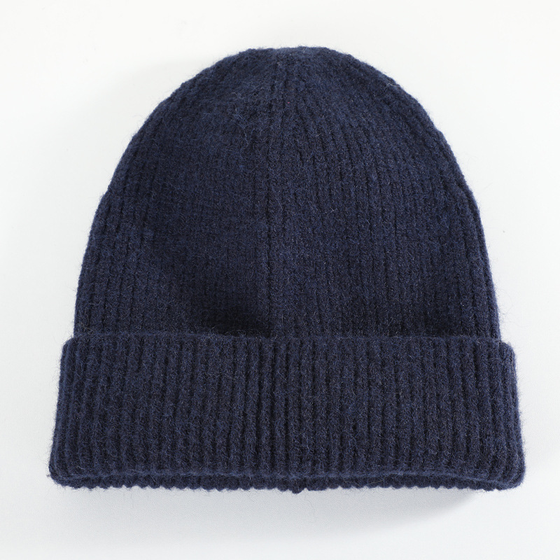 Knitted hat and Winter New Men&#039;s and Women&#039;s Solid Color Wool Knitted Hat European and American Fashionable Fur cap