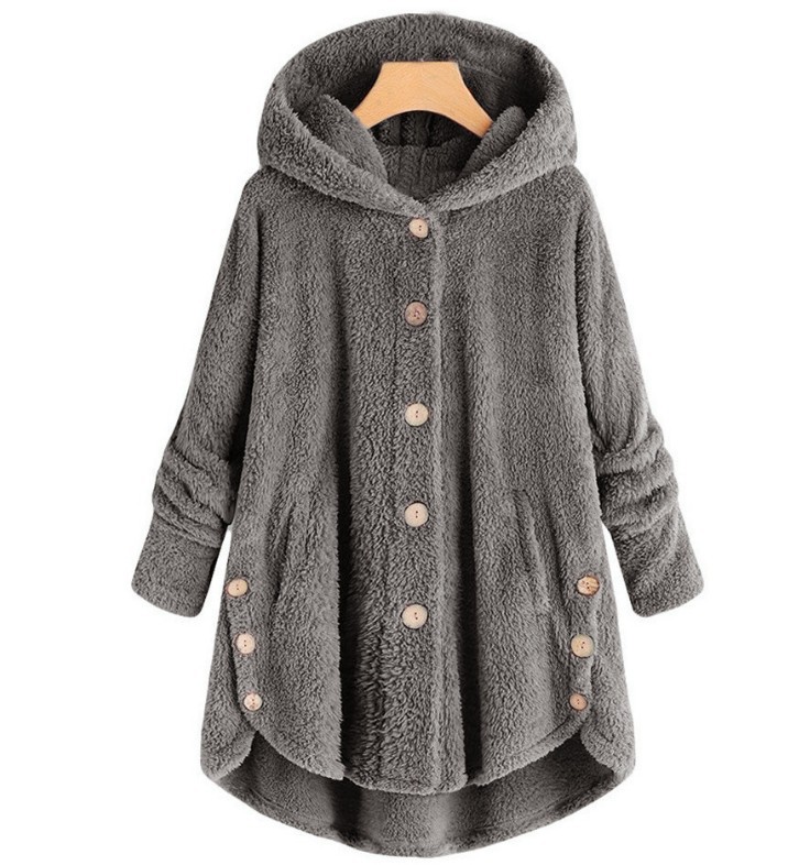 Crossborder 2019 winter New buttons with a cap irregular solid color fur Leopard Print coat in stock