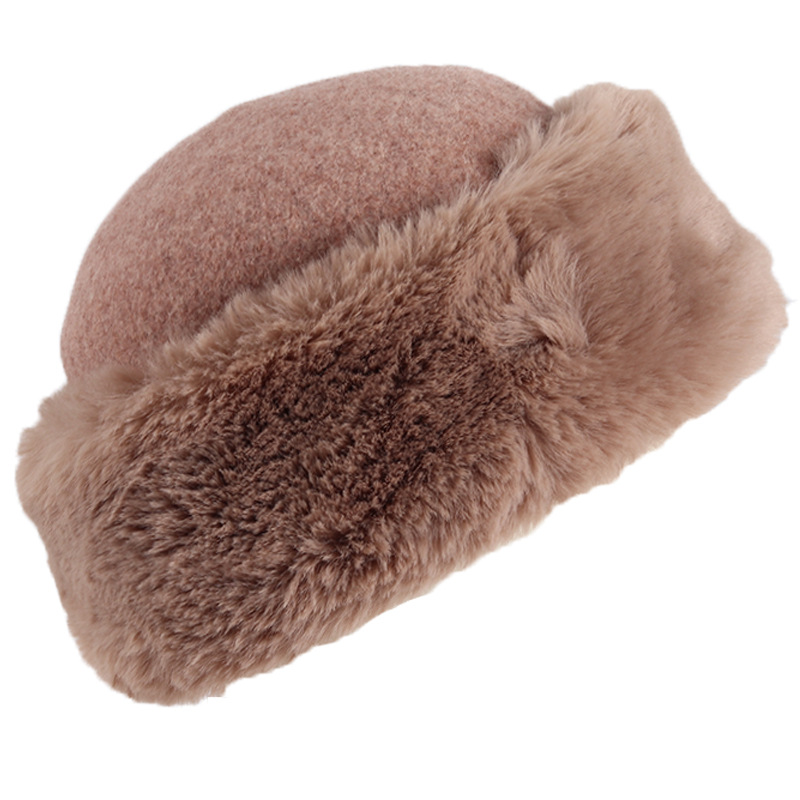 Autumn and Winter Hat Women&#039;s Warm Trendy Wool Beret Knitted Earflaps Chinese Landlord Fur cap
