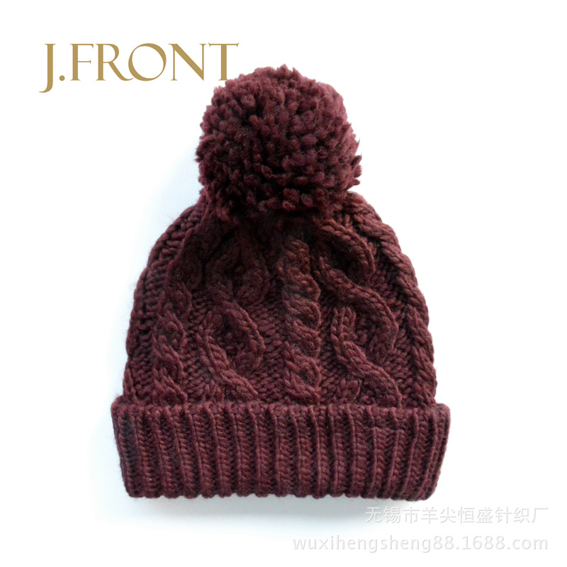 Wool Blended Hand-Knitted Fleece Lined Thickened Women &#039;S Winter Hat Fur cap