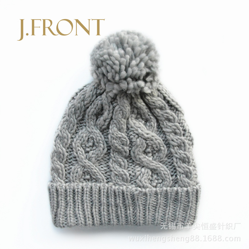 Wool Blended Hand-Knitted Fleece Lined Thickened Women &#039;S Winter Hat Fur cap