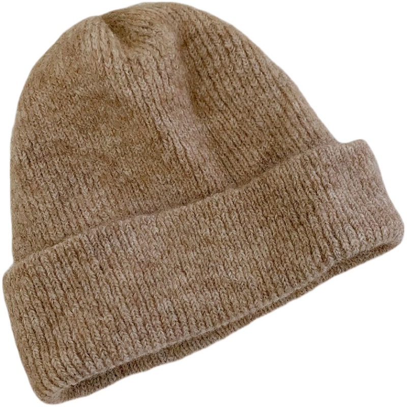 Fur cap  and All-Match Solid Color Woolen Hat Fashionable Warm Earmuffs Make Face Look Smaller Knitted Hat Men