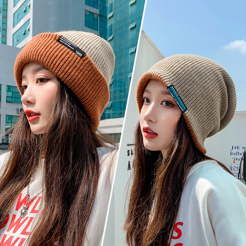 Internet Famous Hat Woolen Cap Female Autumn and Winter Korean Style All-Matching Trendy Plain Labeling Warm Fur cap