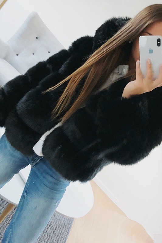 T78 amazon hot style lady winter warm fur coat with long sleeve cap imitation rabbit hair coat