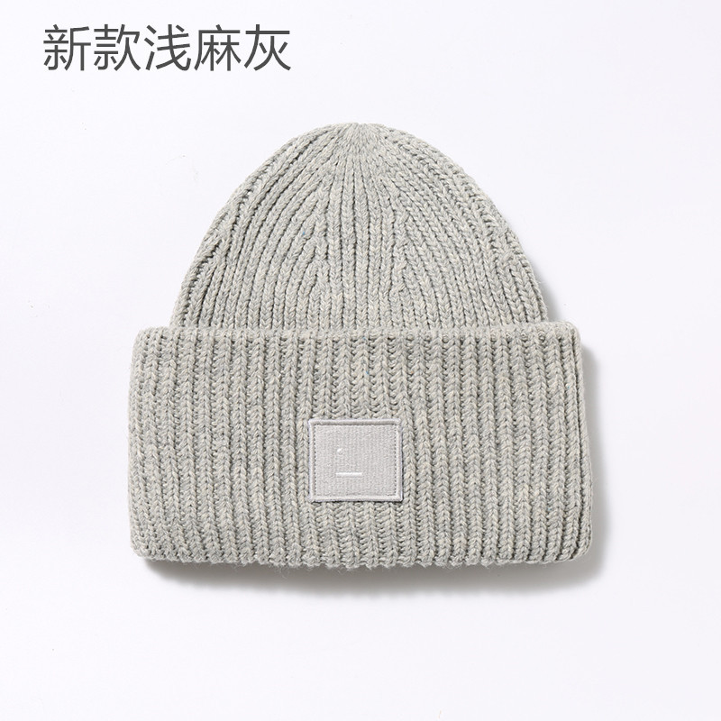190G Non-Standard Wool Smiling Face Hat Winter Thermal Knitting Woolen Cap Men Fur cap