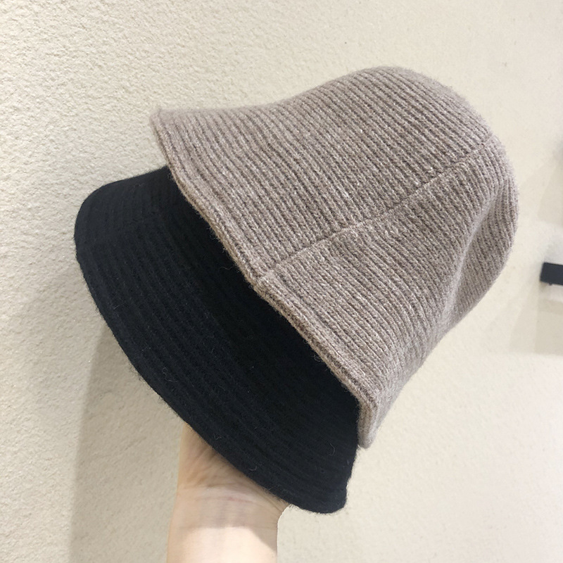 Fur cap Children Thickened Thermal Knitting Wool High-Profile Figure Japanese Color Fashion Bucket Hat
