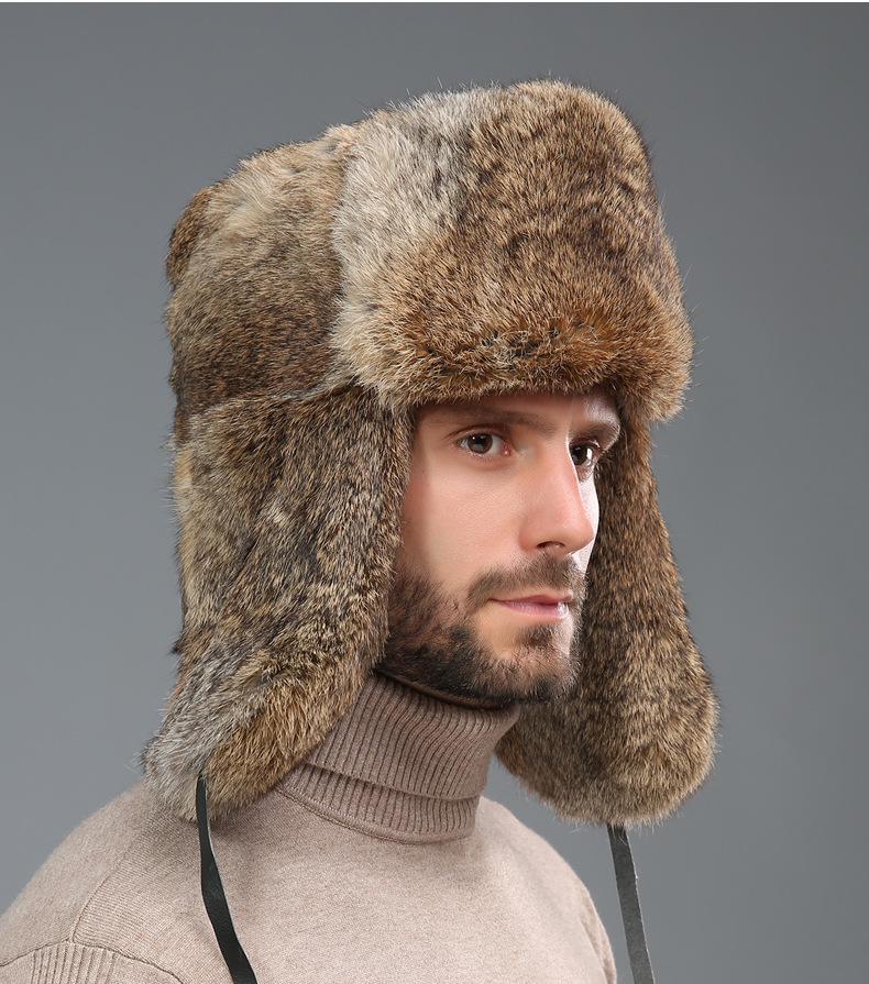 Men&#039;s Hat Men&#039;s Winter Fur Hat Thickened Northeast Outdoor Warm Ear Protection Middle-Aged and Elderly Cotton-Padded Cap