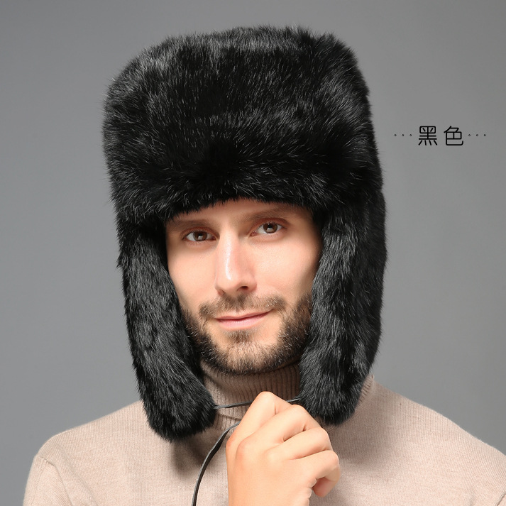 Men&#039;s Hat Men&#039;s Winter Fur Hat Thickened Northeast Outdoor Warm Ear Protection Middle-Aged and Elderly Cotton-Padded Cap