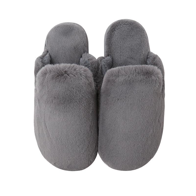 Factory Cross-Border Amazon Slippers Autumn and Winter Plush Cotton Slippers Indoor Warm Fluffy Slippers Women&#039;s Toe Cap Long Rabbit Fur