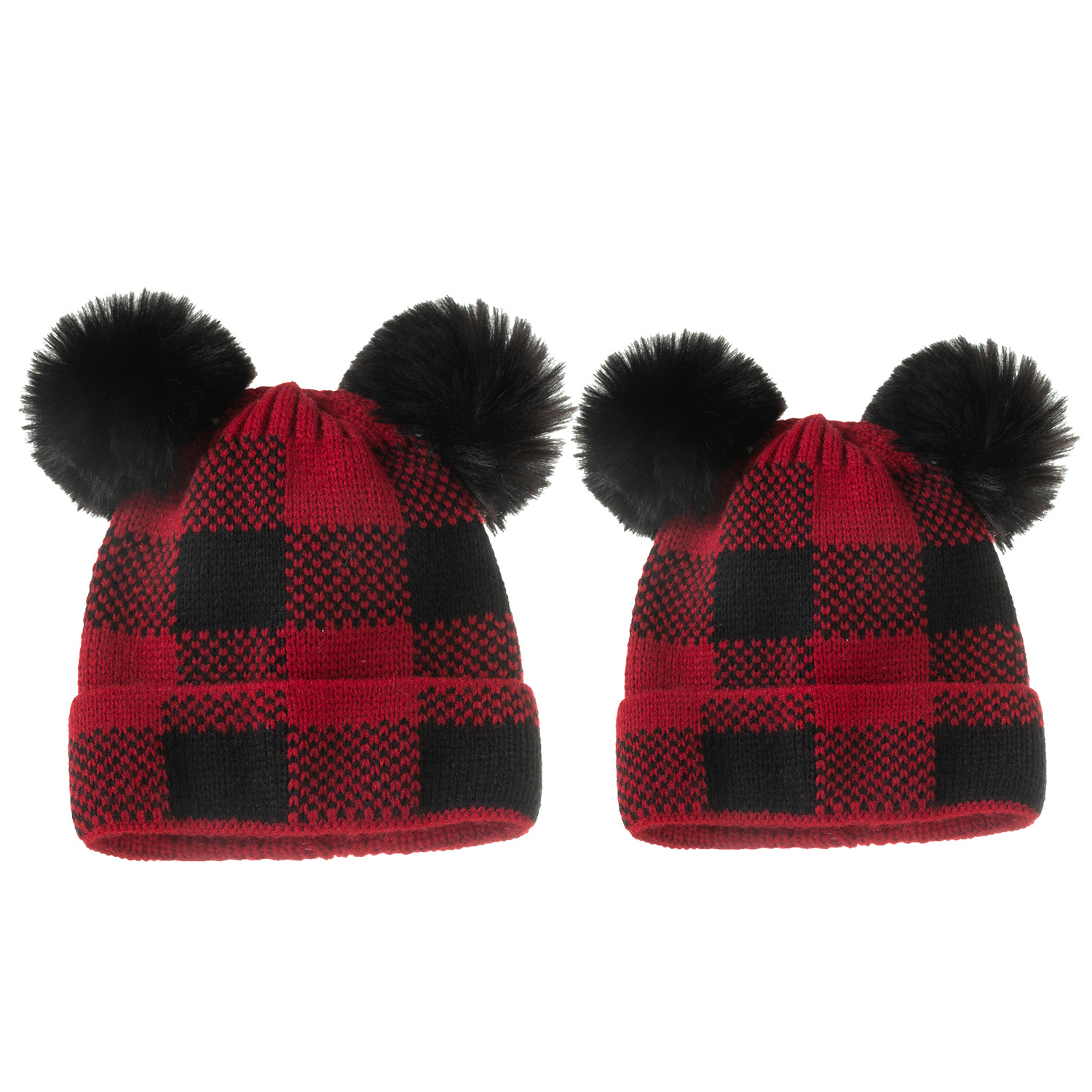 New Products in Stock Autumn and Winter Fur Ball Parent-Child Knitted Hat Factory Wholesale Fur cap