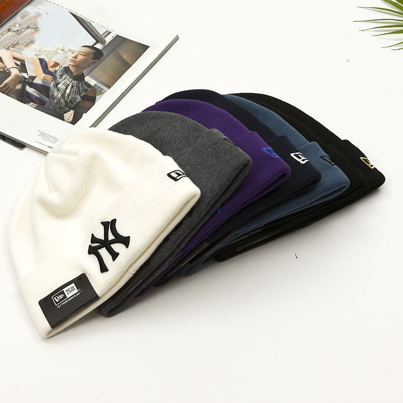 Knitted Hat Thick Wool Simple Stripes Skullcap Curling Winter Warm Dome Korean Woolen Hat Wholesale Tide Advertising cap