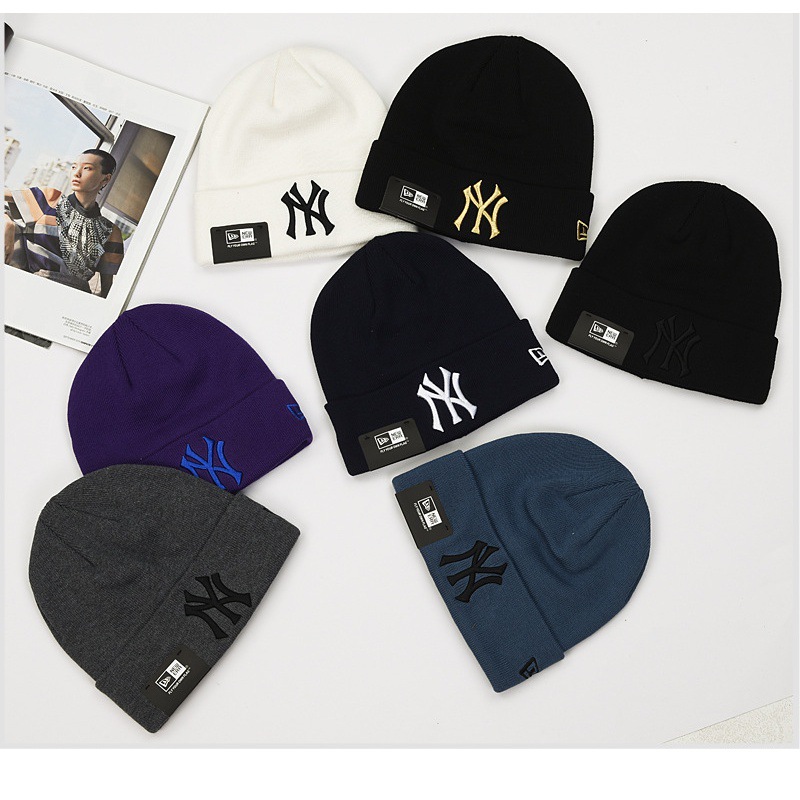 Knitted Hat Thick Wool Simple Stripes Skullcap Curling Winter Warm Dome Korean Woolen Hat Wholesale Tide Advertising cap
