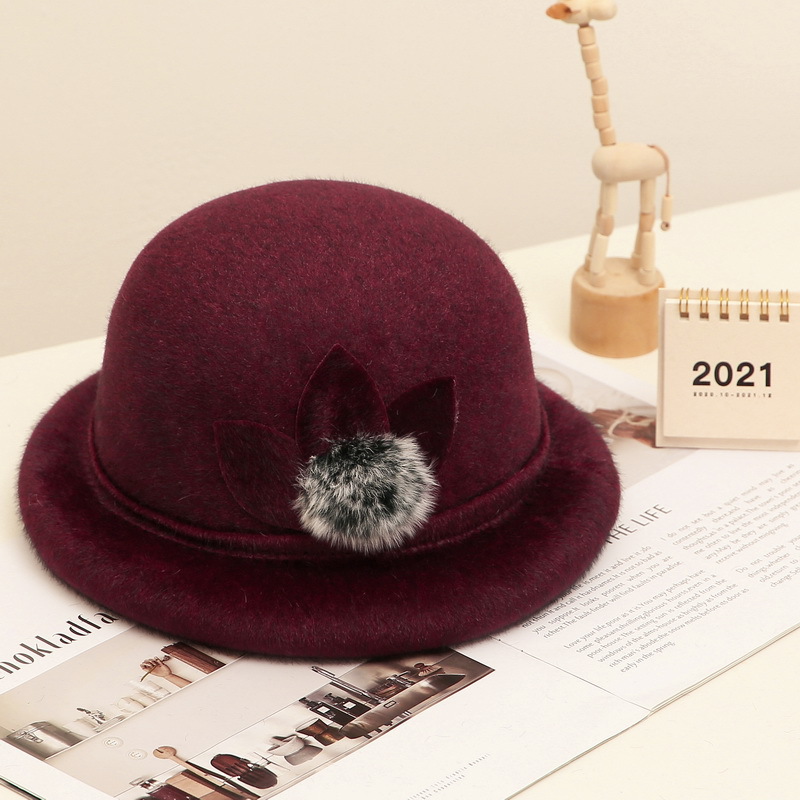 Warm Bucket Hat Curling Middle-Aged and Elderly People Girl&#039;s Cap Autumn Winter Mother Fashion Top Hat Advertising cap