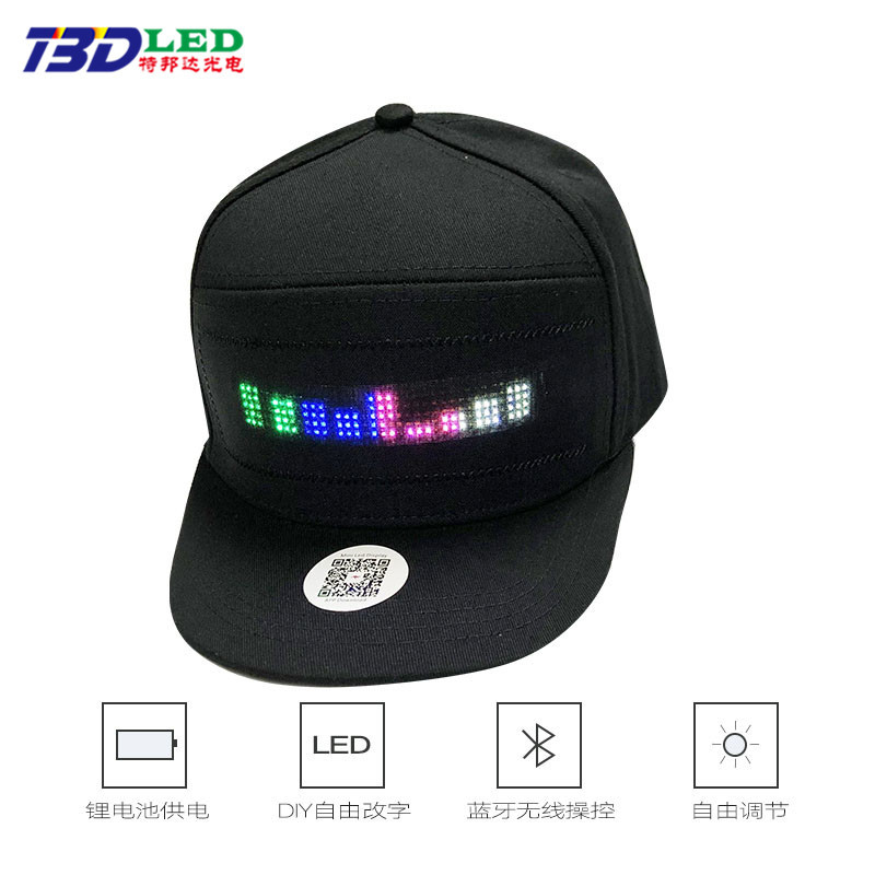 Cross-Border LED Display Hat Mobile Phone Word Changing Party Led Cap Flexible Cotton Led Advertising Hat