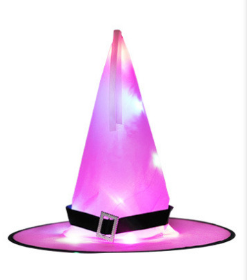 Halloween Oxford Cloth Witch Hat with Light Dance Party Decoration Supplies Led Glowing Witch Hat Wizard&#039;s Hat